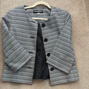Karl Lagerfeld Black and Gray Blazer with Tailored Fit